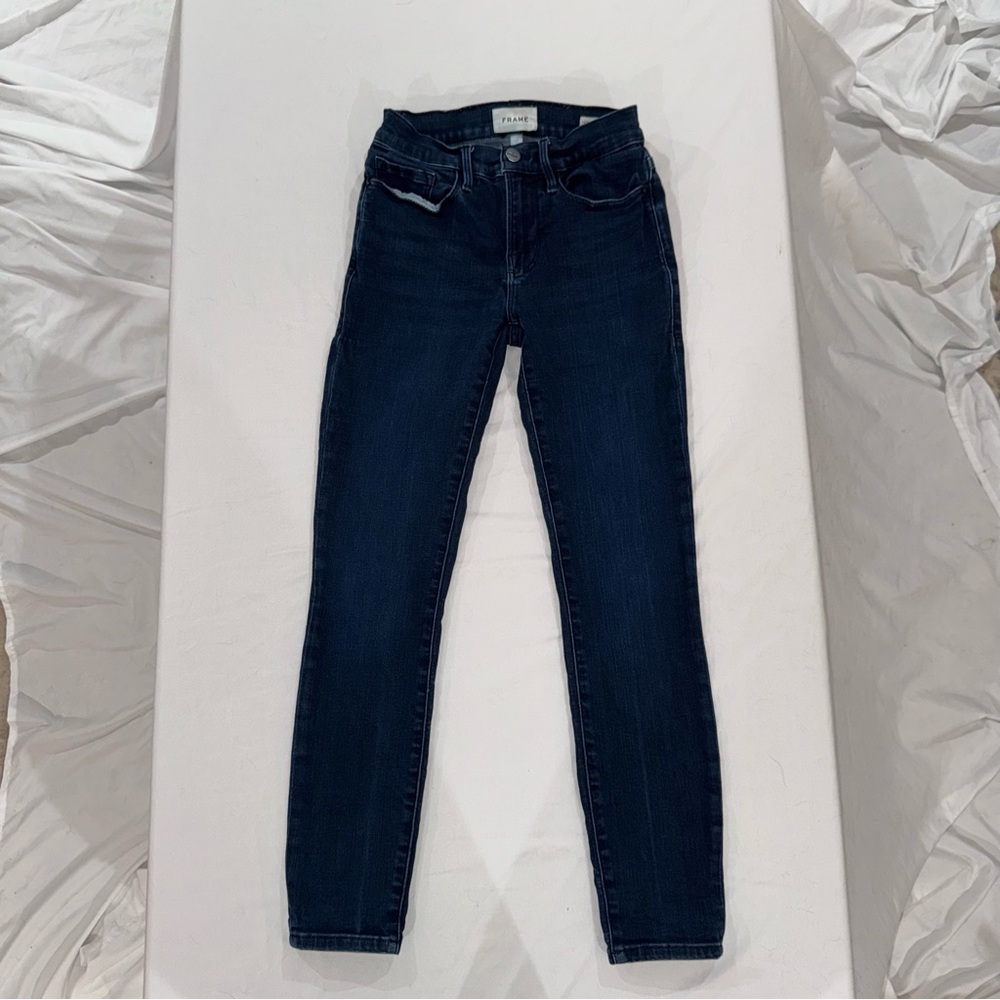 FRAME Le Skinny de Jeanne Crop Jeans Size 25‎ Dark Wash High Rise Stretch